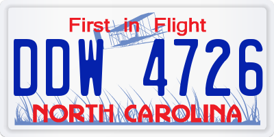 NC license plate DDW4726