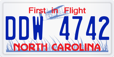 NC license plate DDW4742