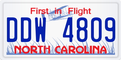 NC license plate DDW4809