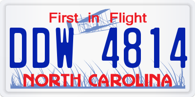 NC license plate DDW4814