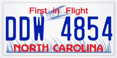 NC license plate DDW4854