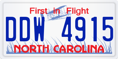 NC license plate DDW4915