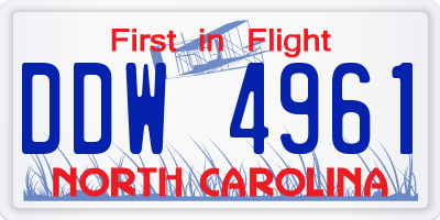NC license plate DDW4961