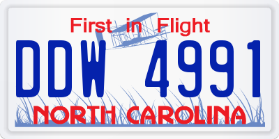 NC license plate DDW4991