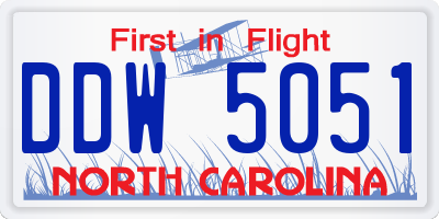 NC license plate DDW5051