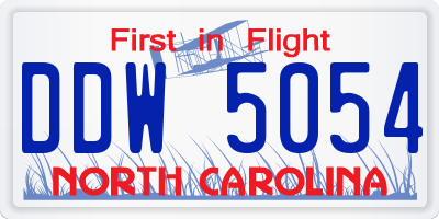 NC license plate DDW5054