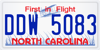 NC license plate DDW5083