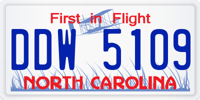 NC license plate DDW5109