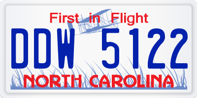 NC license plate DDW5122