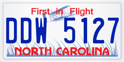 NC license plate DDW5127
