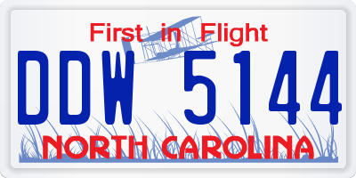NC license plate DDW5144