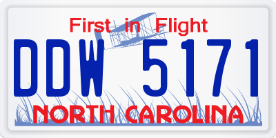 NC license plate DDW5171