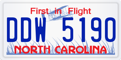 NC license plate DDW5190