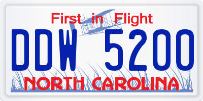 NC license plate DDW5200