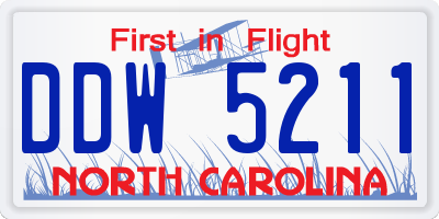 NC license plate DDW5211