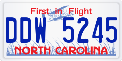NC license plate DDW5245
