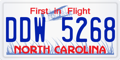 NC license plate DDW5268