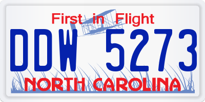 NC license plate DDW5273