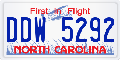 NC license plate DDW5292