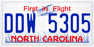 NC license plate DDW5305