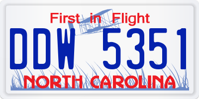 NC license plate DDW5351