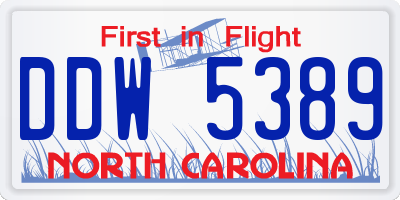 NC license plate DDW5389