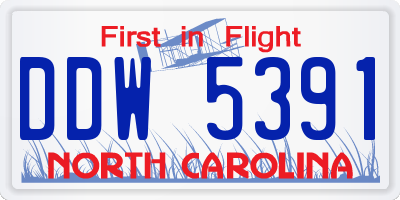 NC license plate DDW5391