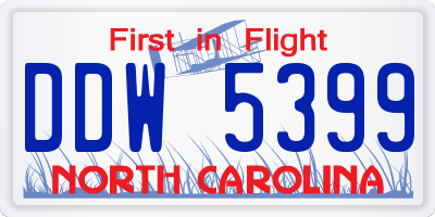 NC license plate DDW5399