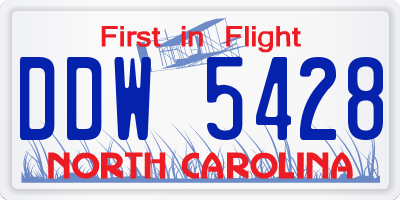 NC license plate DDW5428
