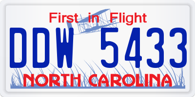 NC license plate DDW5433