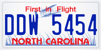 NC license plate DDW5454