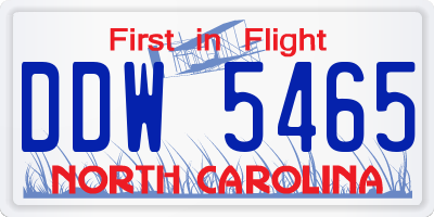 NC license plate DDW5465