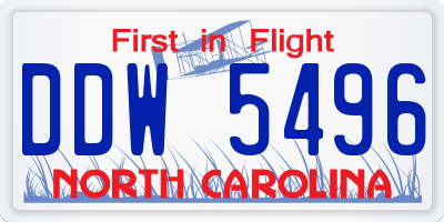NC license plate DDW5496