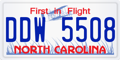 NC license plate DDW5508