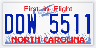 NC license plate DDW5511