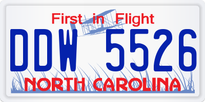 NC license plate DDW5526