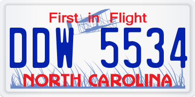 NC license plate DDW5534