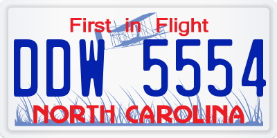 NC license plate DDW5554
