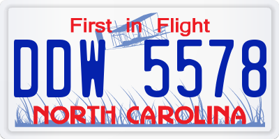 NC license plate DDW5578