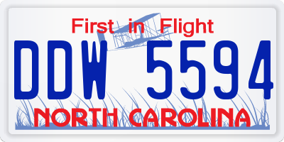 NC license plate DDW5594
