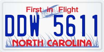 NC license plate DDW5611