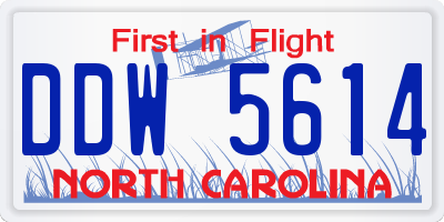 NC license plate DDW5614