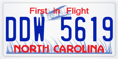 NC license plate DDW5619