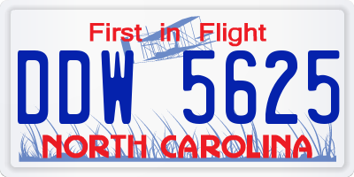 NC license plate DDW5625