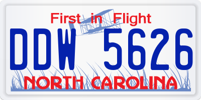 NC license plate DDW5626