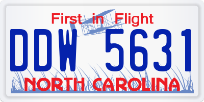 NC license plate DDW5631