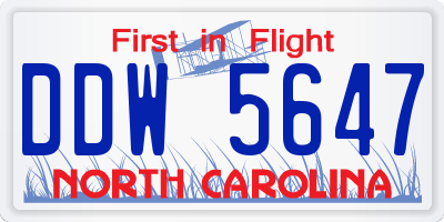 NC license plate DDW5647