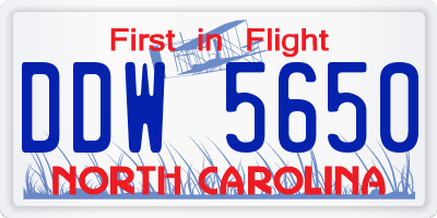 NC license plate DDW5650