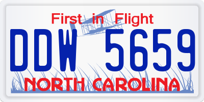 NC license plate DDW5659