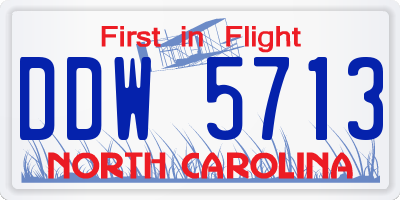 NC license plate DDW5713